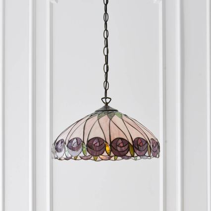 Endon 64176 - Lustr na řetězu Tiffany HUTCHINSON 1xE27/60W/230V pr. 40 cm