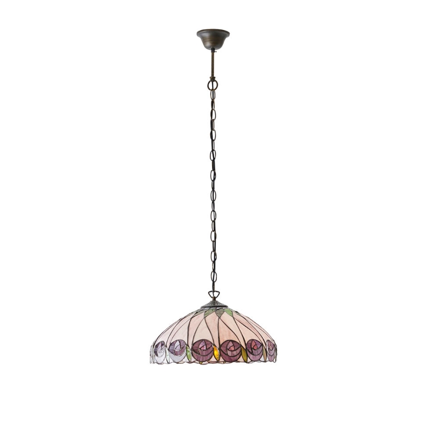 Endon 64176 - Lustr na řetězu Tiffany HUTCHINSON 1xE27/60W/230V pr. 40 cm