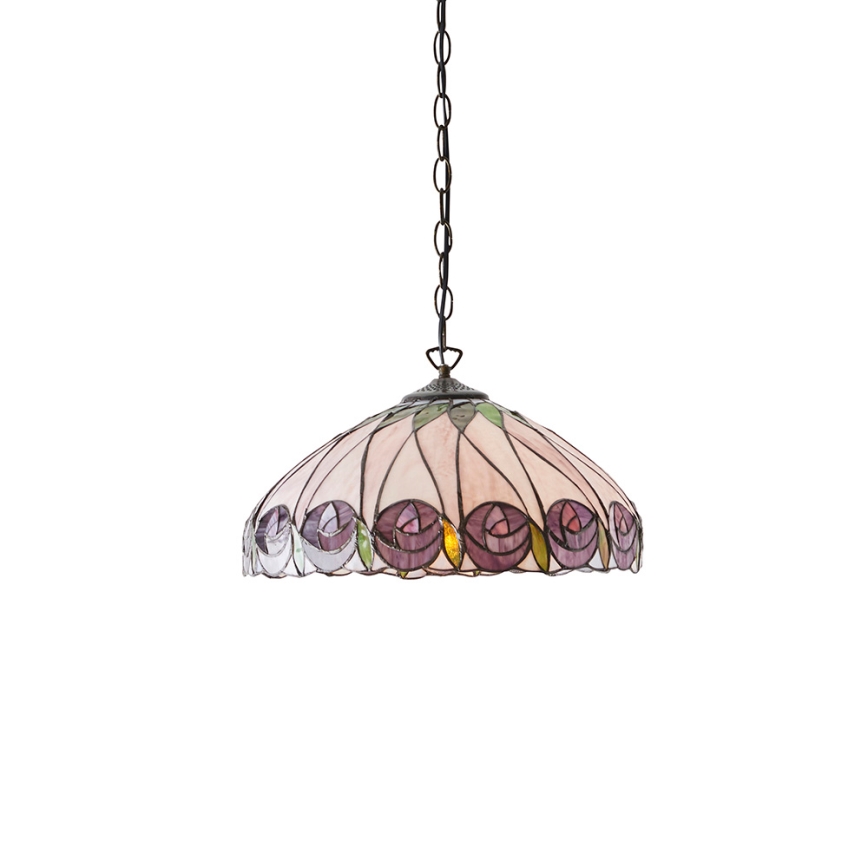 Endon 64176 - Lustr na řetězu Tiffany HUTCHINSON 1xE27/60W/230V pr. 40 cm