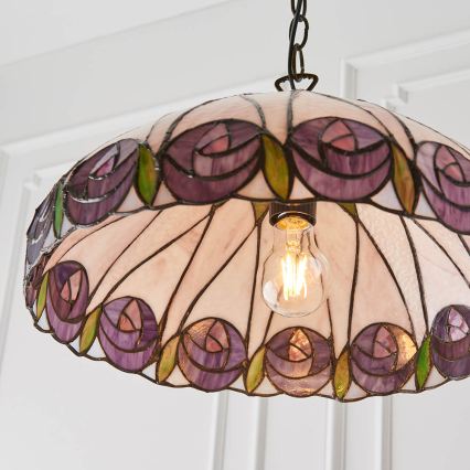 Endon 64176 - Lustr na řetězu Tiffany HUTCHINSON 1xE27/60W/230V pr. 40 cm