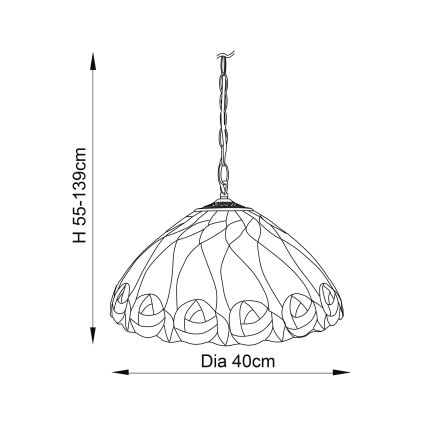 Endon 64176 - Lustr na řetězu Tiffany HUTCHINSON 1xE27/60W/230V pr. 40 cm