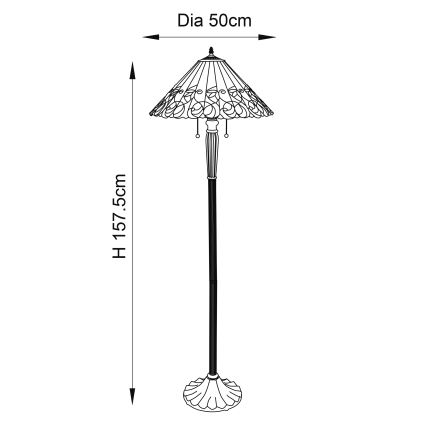 Endon 64192 - Stojací lampa Tiffany JAMELIA 2xE27/60W/230V pr. 50 cm