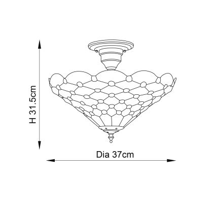 Endon 64300 - Přisazený lustr Tiffany PEARL 3xE27/60W/230V pr. 37 cm