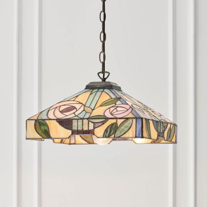 Endon 64385 - Lustr na řetězu Tiffany WILLOW 1xE27/60W/230V pr. 35 cm