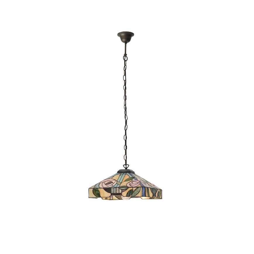 Endon 64385 - Lustr na řetězu Tiffany WILLOW 1xE27/60W/230V pr. 35 cm