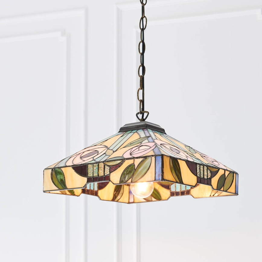 Endon 64385 - Lustr na řetězu Tiffany WILLOW 1xE27/60W/230V pr. 35 cm