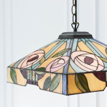 Endon 64385 - Lustr na řetězu Tiffany WILLOW 1xE27/60W/230V pr. 35 cm