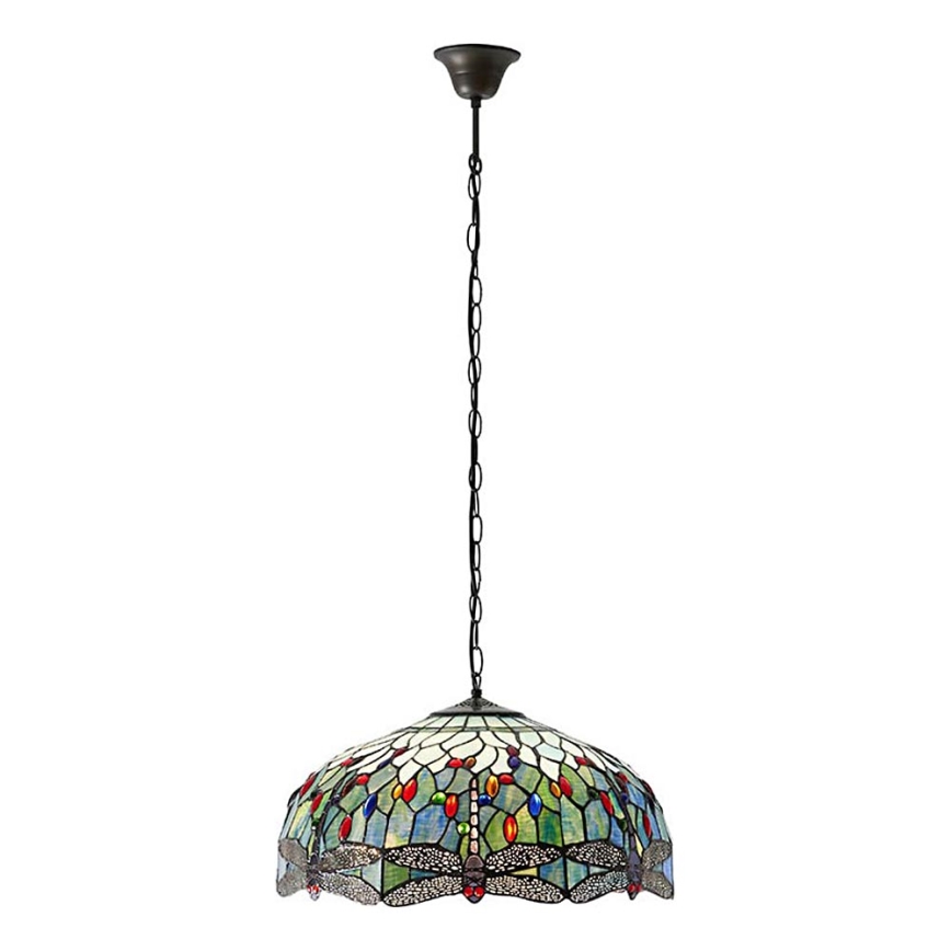 Endon 66148 - Lustr na řetězu Tiffany DRAGONFLY 3xE27/60W/230V pr. 50 cm