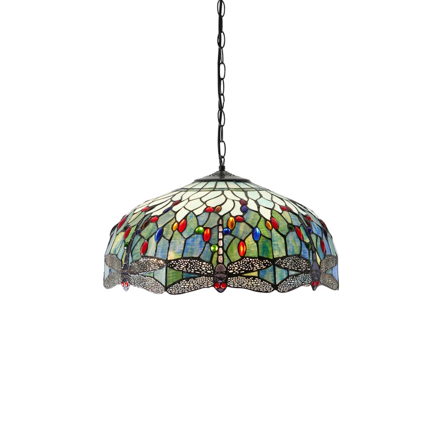 Endon 66148 - Lustr na řetězu Tiffany DRAGONFLY 3xE27/60W/230V pr. 50 cm