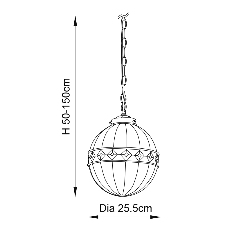 Endon 67044 - Lustr na řetězu Tiffany FARGO 1xE14/40W/230V pr. 25,5 cm