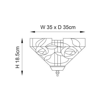 Endon 70699 - Stropní svítidlo Tiffany WILLOW 2xE27/60W/230V 35x35 cm