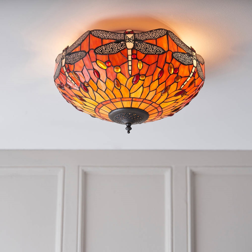 Endon 70721 - Stropní svítidlo Tiffany DRAGONFLY 2xE27/60W/230V pr. 41 cm