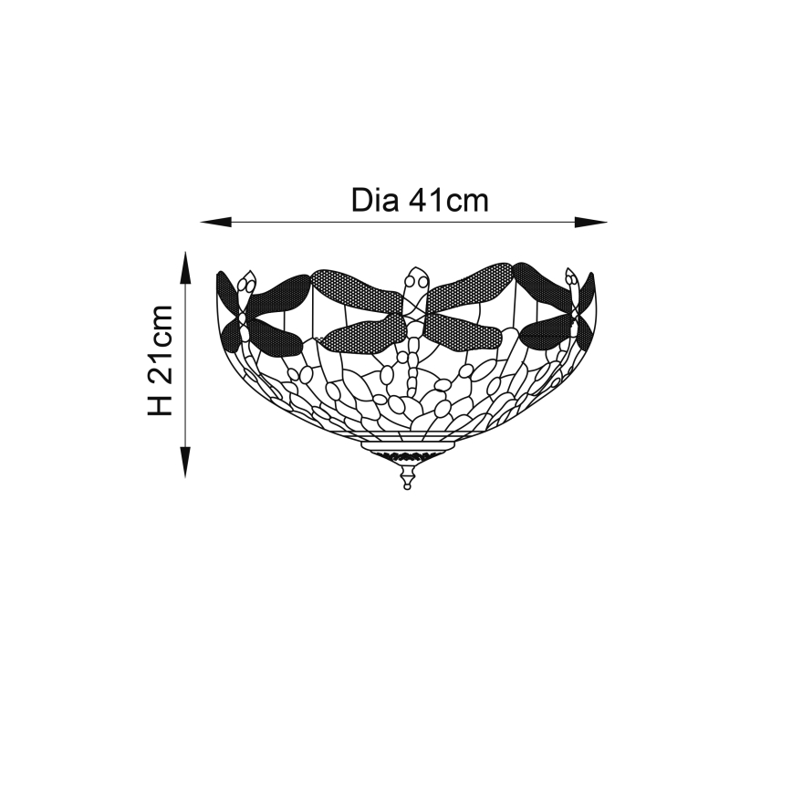 Endon 70722 - Stropní svítidlo Tiffany DRAGONFLY 2xE27/60W/230V pr. 41 cm