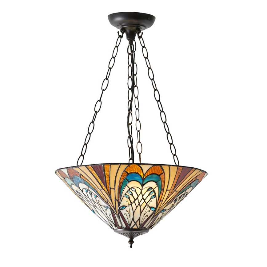 Endon 70750 - Lustr na řetězu Tiffany HECTOR 3xE27/60W/230V pr. 40 cm