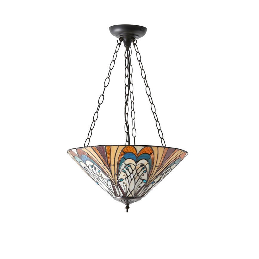 Endon 70750 - Lustr na řetězu Tiffany HECTOR 3xE27/60W/230V pr. 40 cm
