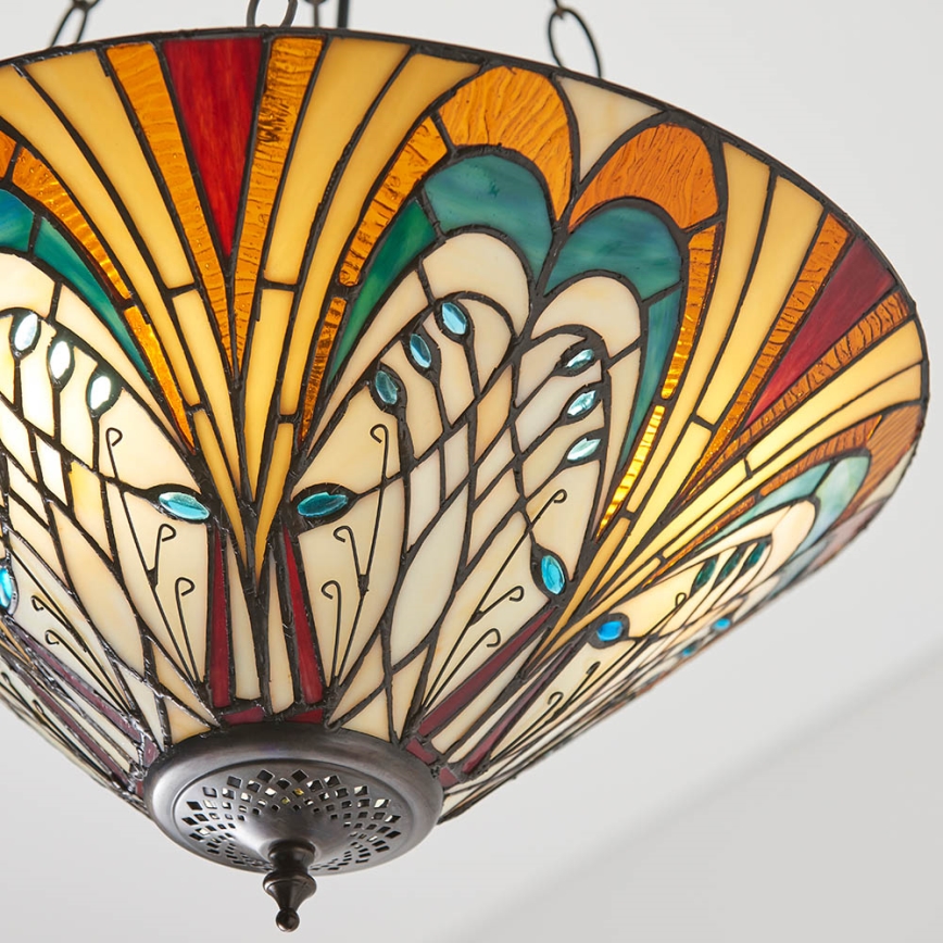 Endon 70750 - Lustr na řetězu Tiffany HECTOR 3xE27/60W/230V pr. 40 cm