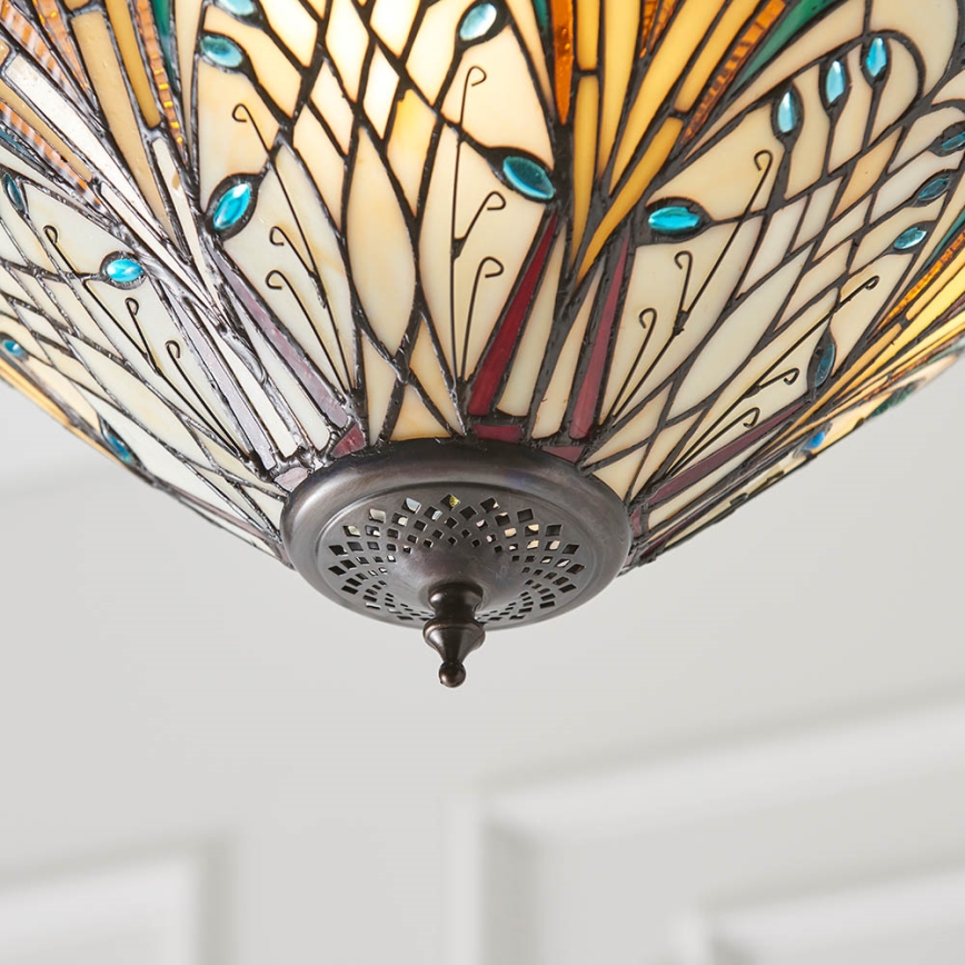 Endon 70750 - Lustr na řetězu Tiffany HECTOR 3xE27/60W/230V pr. 40 cm