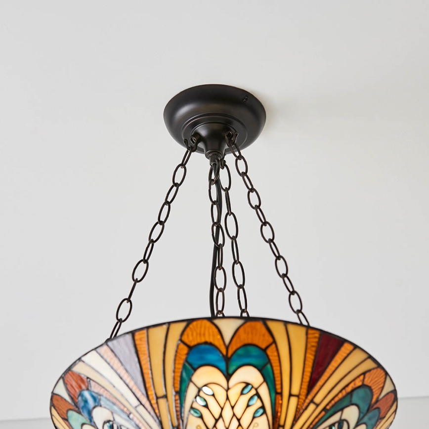 Endon 70750 - Lustr na řetězu Tiffany HECTOR 3xE27/60W/230V pr. 40 cm