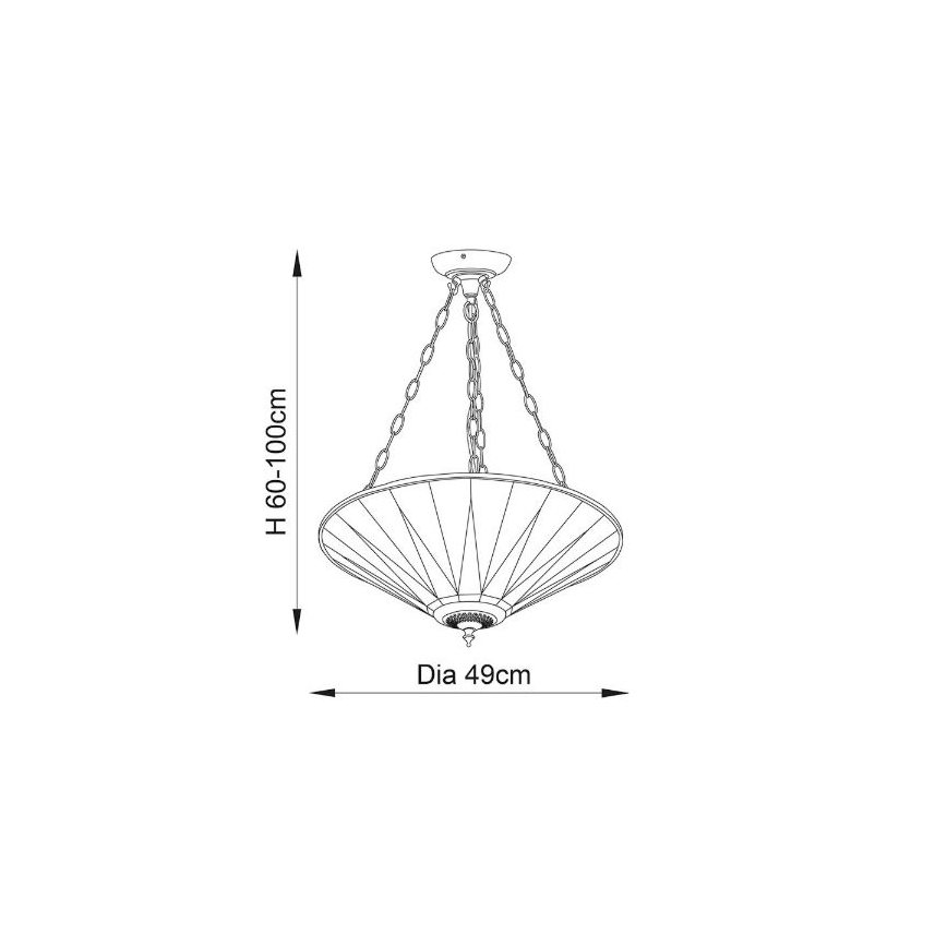 Endon 70754 - Lustr na řetězu DARK STAR 3xE27/60W/230V pr. 49 cm