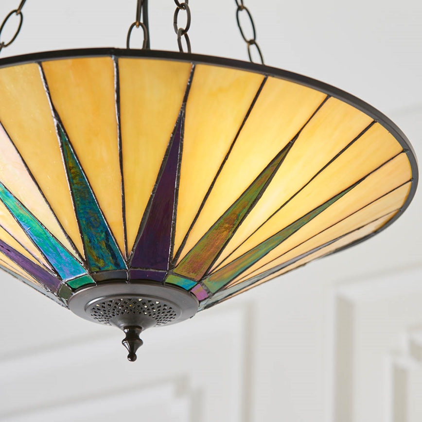 Endon 70754 - Lustr na řetězu Tiffany DARK STAR 3xE27/60W/230V pr. 49 cm