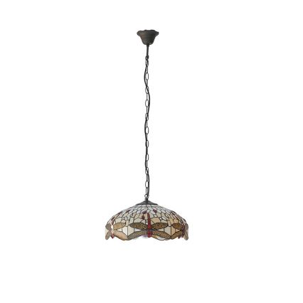 Endon 70824 - Lustr na řetězu Tiffany DRAGONFLY 3xE27/60W/230V pr. 41 cm