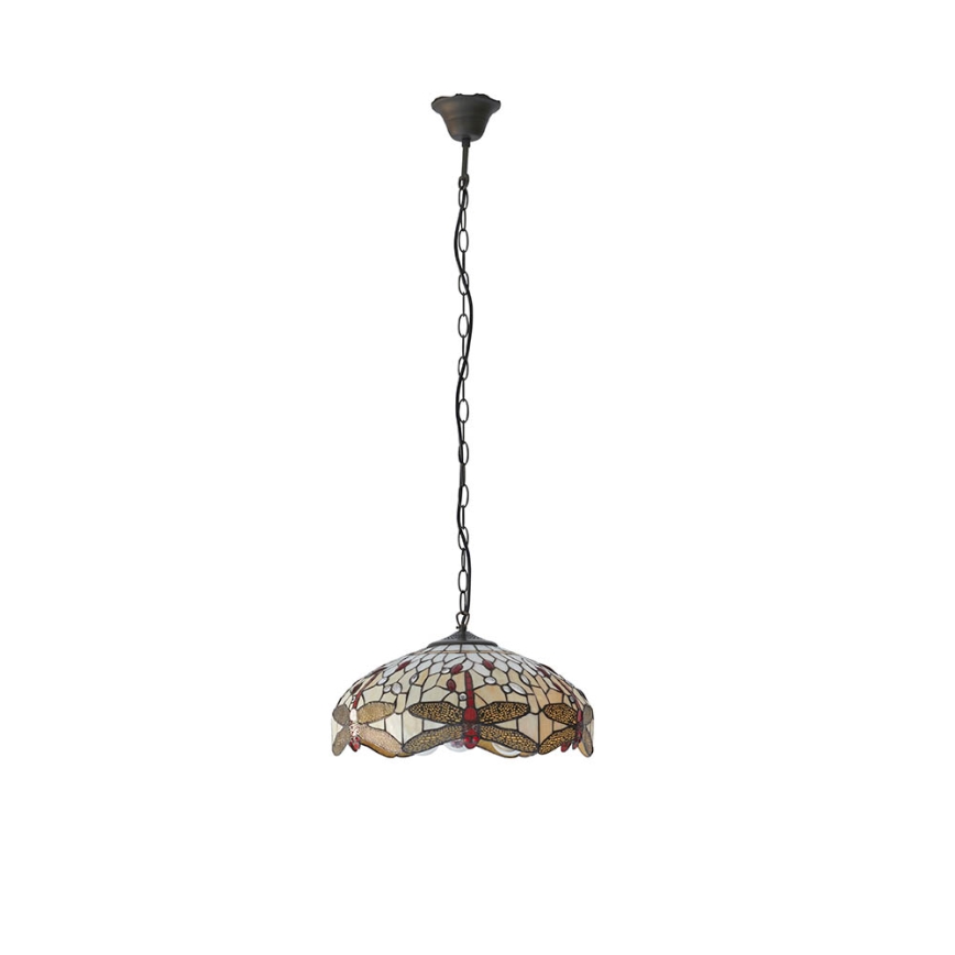 Endon 70824 - Lustr na řetězu Tiffany DRAGONFLY 3xE27/60W/230V pr. 41 cm