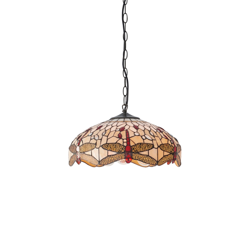 Endon 70824 - Lustr na řetězu Tiffany DRAGONFLY 3xE27/60W/230V pr. 41 cm