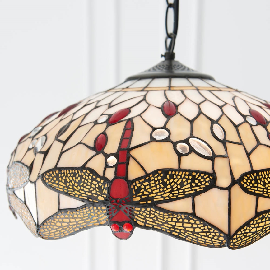 Endon 70824 - Lustr na řetězu Tiffany DRAGONFLY 3xE27/60W/230V pr. 41 cm