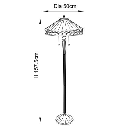 Endon 70936 - Stojací lampa Tiffany FARGO 2xE27/60W/230V pr. 50 cm