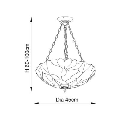 Endon 70946 - Lustr na řetězu BOTANICA 3xE27/60W/230V pr. 45 cm
