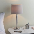 Endon 72175 - Stolní lampa s USB portem SYON 1xE14/40W/230V lesklý chrom/béžová