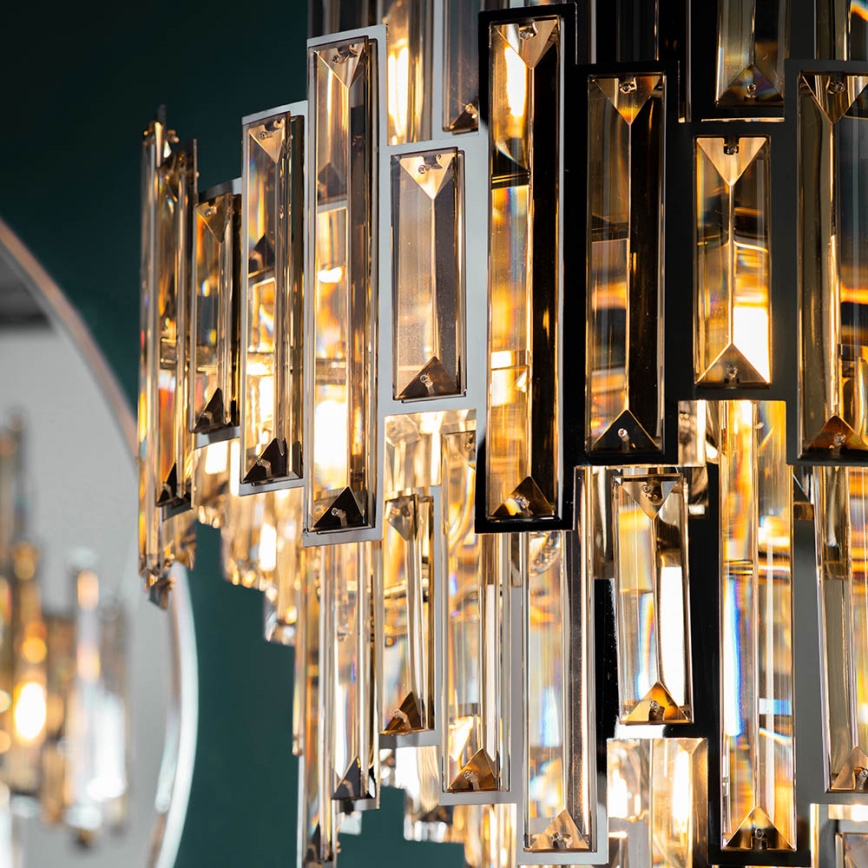 Endon 72744 - Křišťálový lustr na řetězu VIVIANA 12xE14/40W/230V lesklý chrom/kouřová