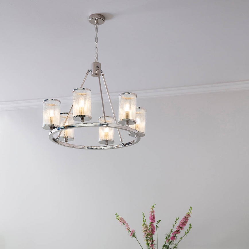 Endon 74128 - Lustr na řetězu EASTON 6xE14/6W/230V lesklý chrom