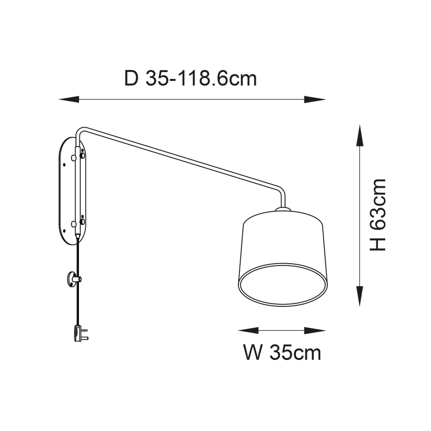 Endon 79380 - Nástěnná lampa CARLSON 1xE27/40W/230V šedá/černá