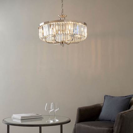 Endon 90263 - Lustr na řetězu CHESTERFIELD 6xE14/6W/230V pr. 55 cm lesklý chrom