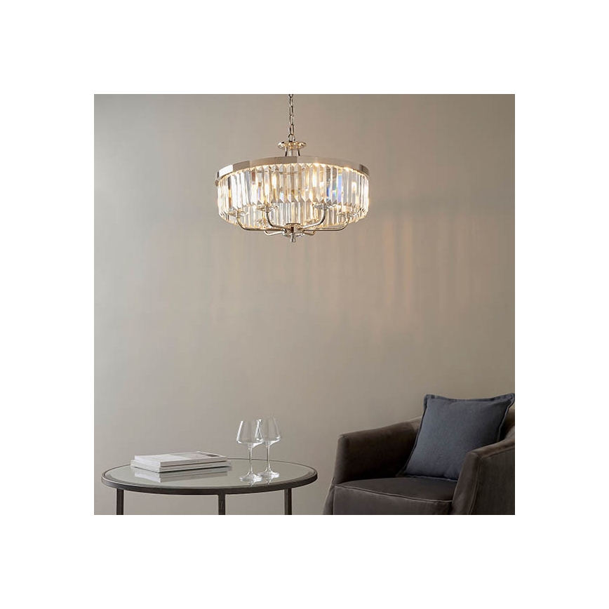 Endon 90263 - Lustr na řetězu CHESTERFIELD 6xE14/6W/230V pr. 55 cm lesklý chrom