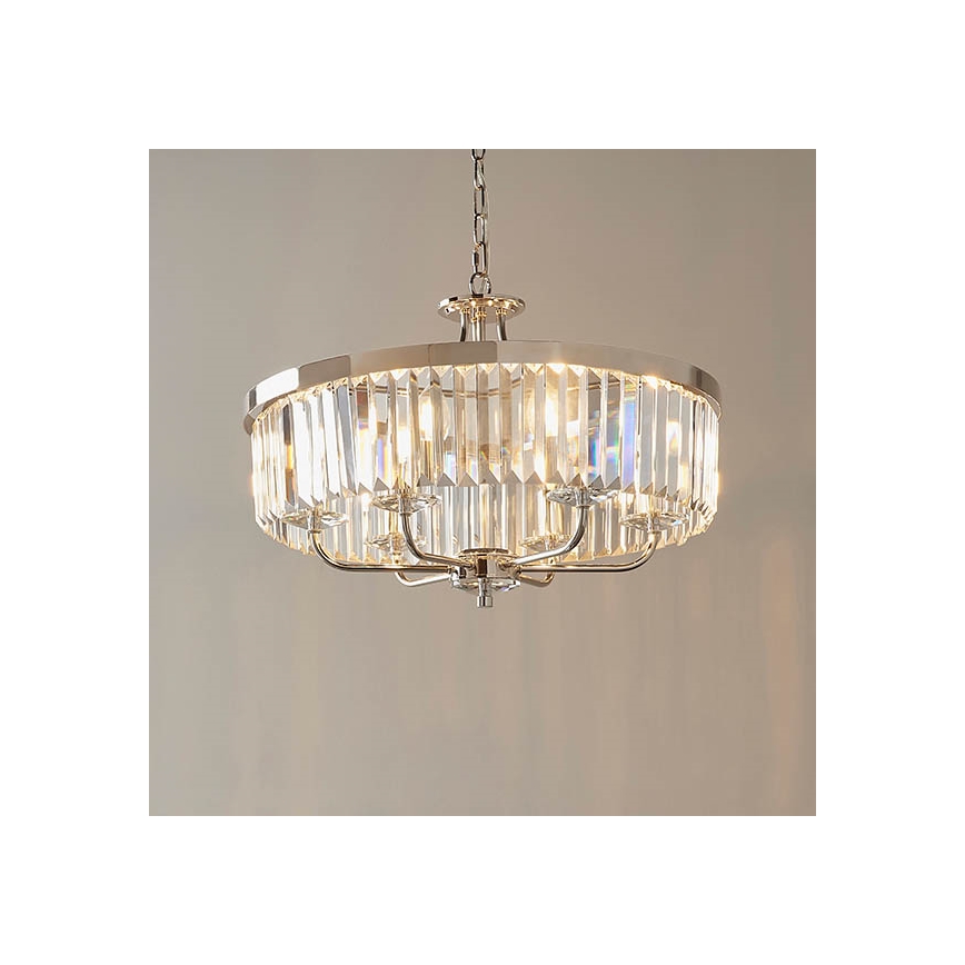 Endon 90263 - Lustr na řetězu CHESTERFIELD 6xE14/6W/230V pr. 55 cm lesklý chrom