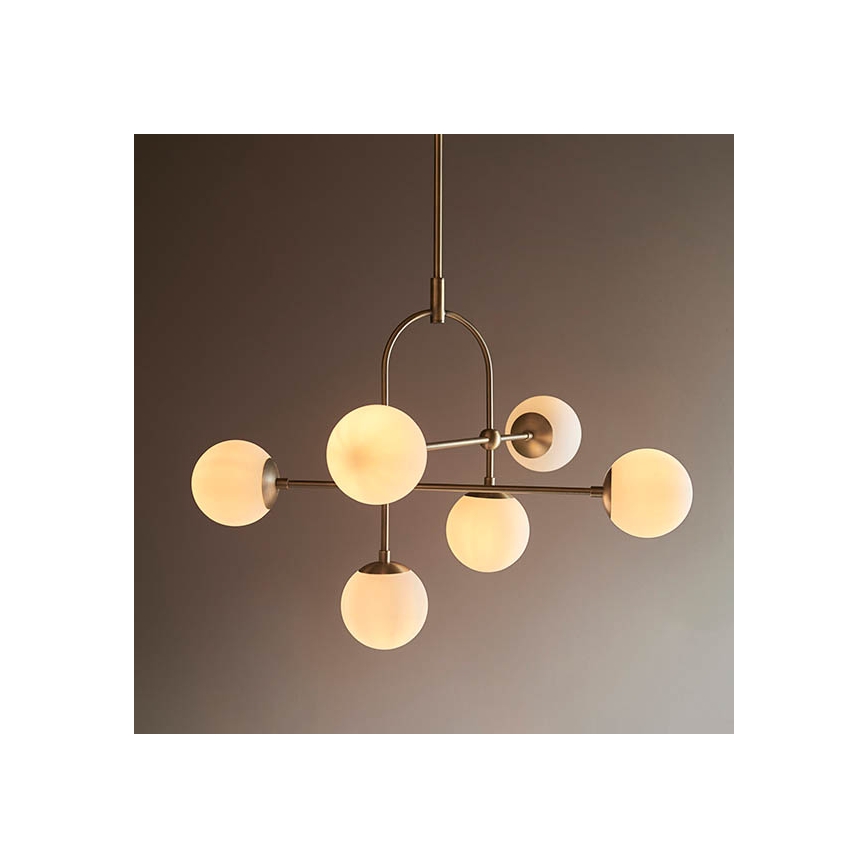 Endon 90842 - Lustr na tyči 6xE14/7W/230V mosaz/bílá