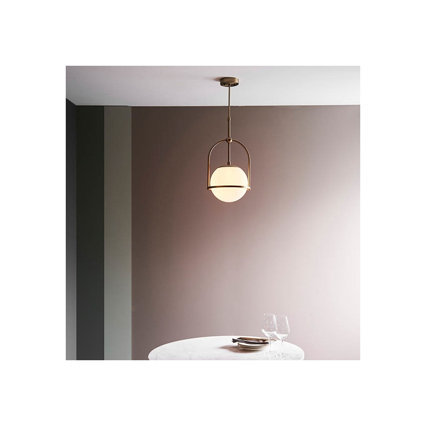 Endon 90844 - Lustr na tyči ONTARIO 1xE27/10W/230V mosaz