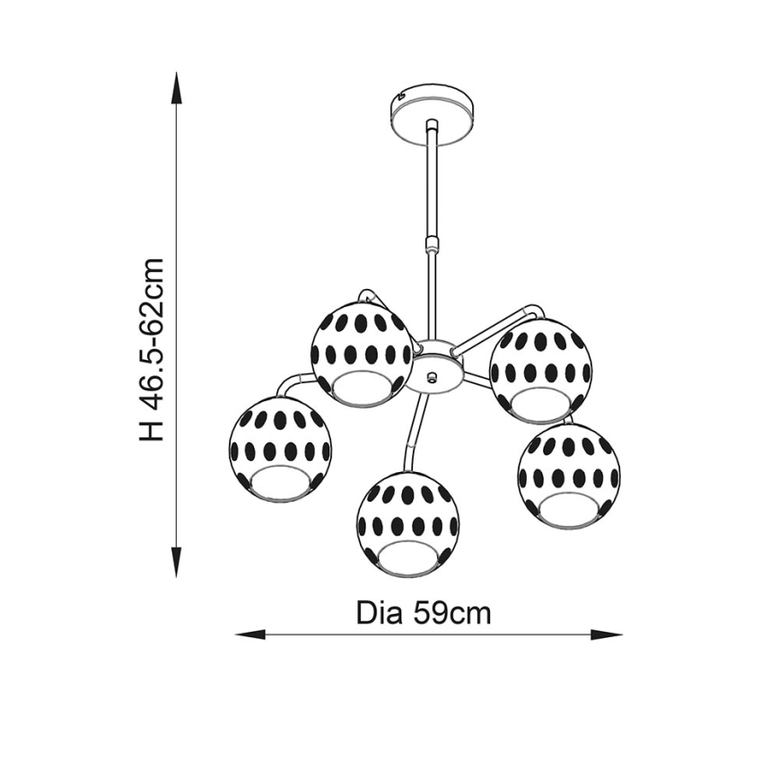 Endon 91969 - Lustr na tyči DIMPLE 5xE14/25W/230V zlatá