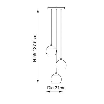 Endon 91971 - Lustr na lanku DIMPLE 3xE14/25W/230V zlatá/kouřová béžová