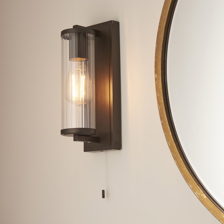 Endon 94077 - Koupelnové nástěnné svítidlo TAYLOR 1xE27/10W/230V IP44 hnědá