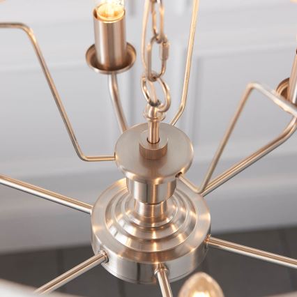 Endon 94357 - Lustr na řetězu HIGHCLERE 6xE14/40W/230V pr. 55 cm béžová/matný chrom