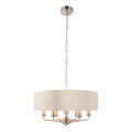 Endon 94357 - Lustr na řetězu HIGHCLERE 6xE14/40W/230V pr. 55 cm béžová/matný chrom