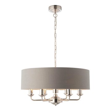 Endon 94373 - Lustr na řetězu HIGHCLERE 6xE14/40W/230V šedá/lesklý chrom