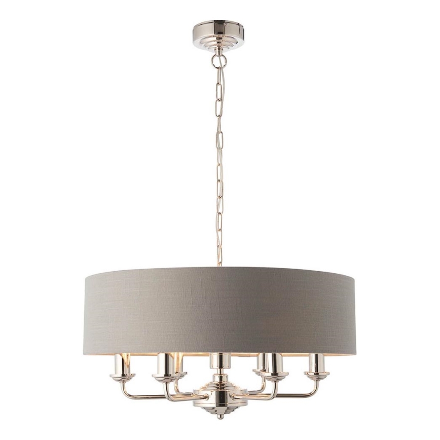 Endon 94373 - Lustr na řetězu HIGHCLERE 6xE14/40W/230V šedá/lesklý chrom