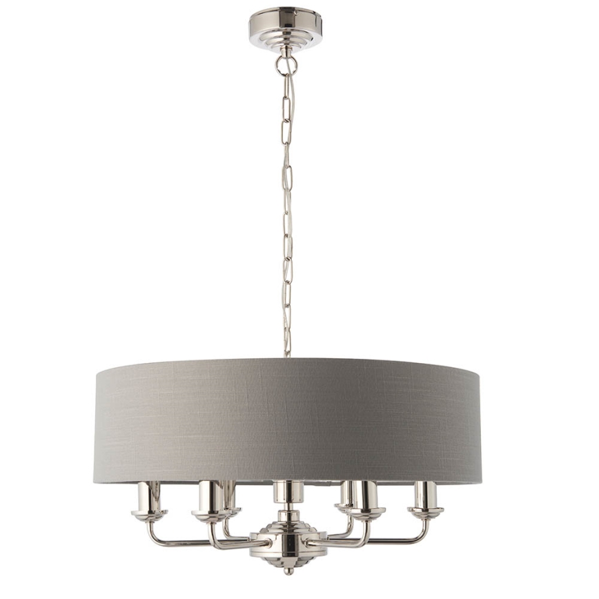 Endon 94373 - Lustr na řetězu HIGHCLERE 6xE14/40W/230V šedá/lesklý chrom