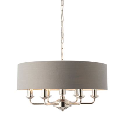 Endon 94373 - Lustr na řetězu HIGHCLERE 6xE14/40W/230V šedá/lesklý chrom