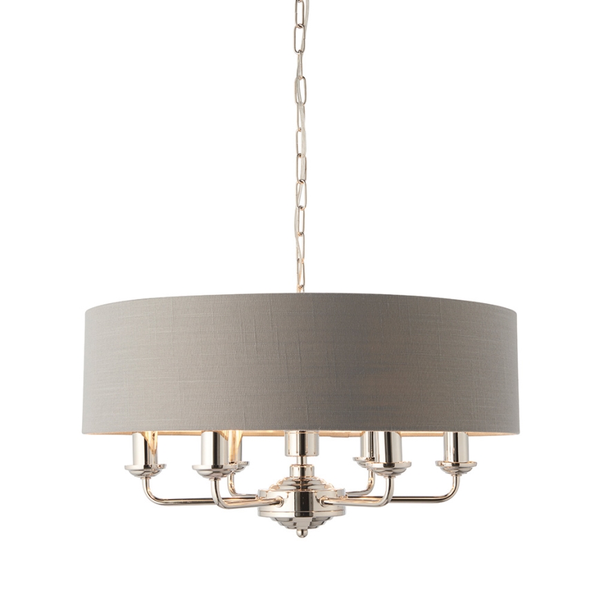 Endon 94373 - Lustr na řetězu HIGHCLERE 6xE14/40W/230V šedá/lesklý chrom