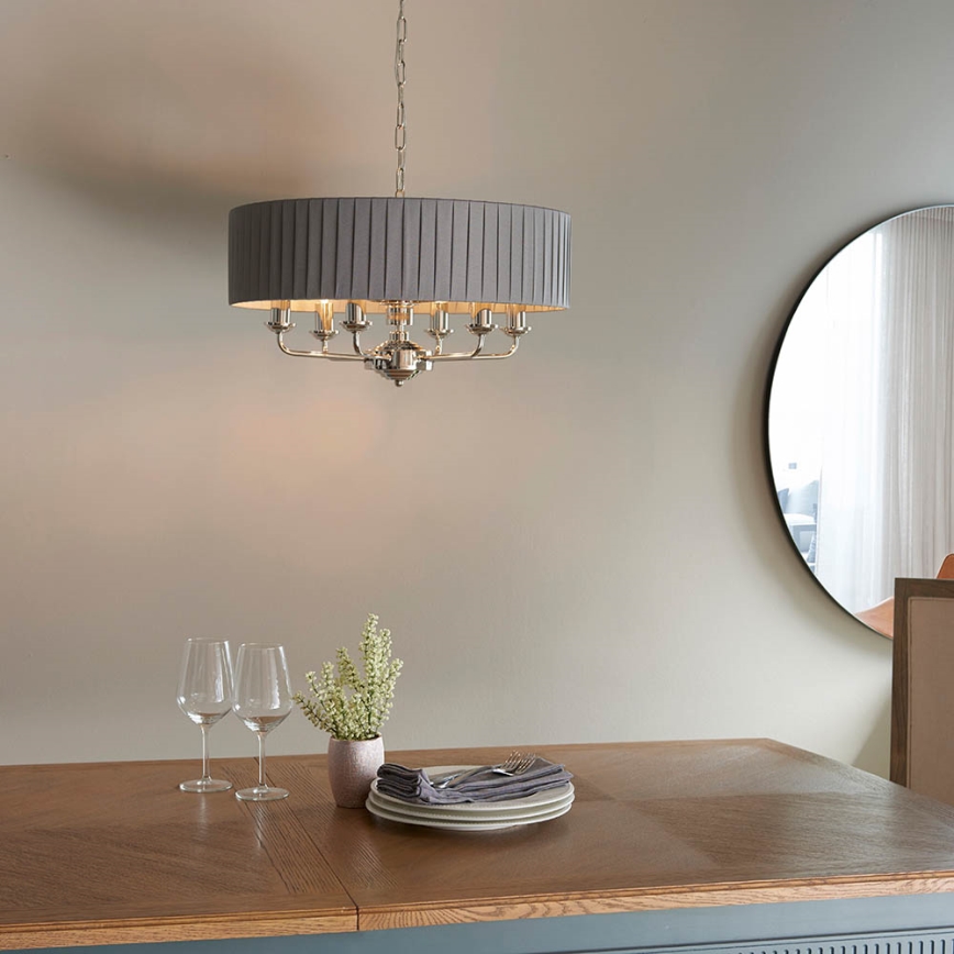 Endon 94397 - Lustr na řetězu HIGHCLERE 6xE14/40W/230V šedá/lesklý chrom